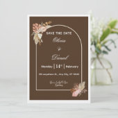 Dark Brown Minimalist Boho Wedding Invitation Kaart (Staand voorkant)
