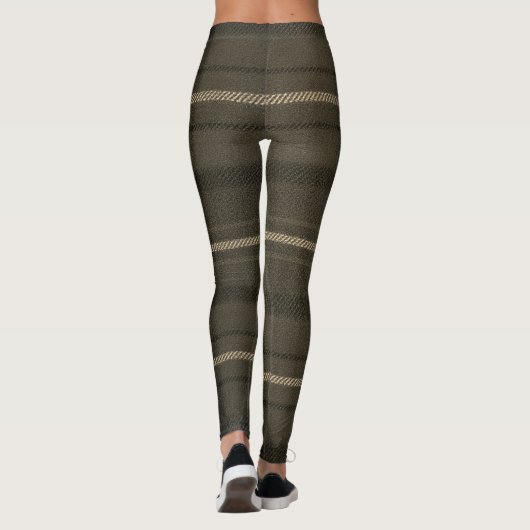 Dark Brown Neutral Rustic Military Tartan Leggings (Achterkant)