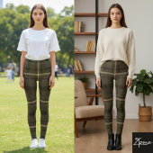 Dark Brown Neutral Rustic Military Tartan Leggings