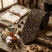 Dark Brown Oak Leaf Damask Stropdas