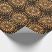 Dark Brown Oranje Kaleidoscope Mandala Art Cadeaupapier (Hoek)