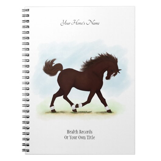 Dark Brown Personalized Horse Owner's Journal Notitieboek (Voorkant)