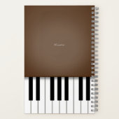 Dark Brown Piano Music-toetsenbord op maat Notitieboek (Achterkant)