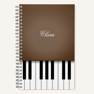 Dark Brown Piano Music-toetsenbord op maat Notitieboek