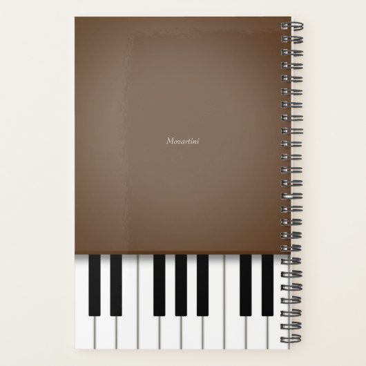 Dark Brown Piano-toetsenbord op maat gemaakte muzi Planner (Achterkant)
