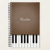 Dark Brown Piano-toetsenbord op maat gemaakte muzi Planner (Voorkant)