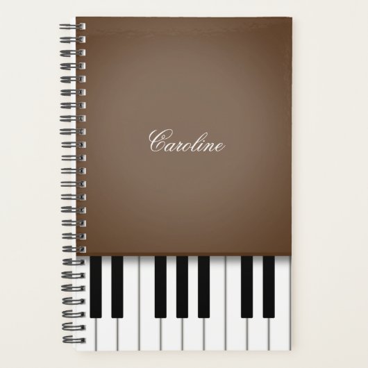 Dark Brown Piano-toetsenbord op maat gemaakte muzi Planner (Voorkant)