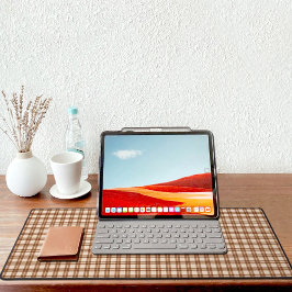 Dark Brown Plaid Pattern Desk mat