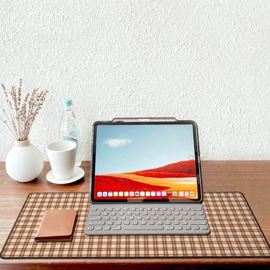 Dark Brown Plaid Pattern Desk mat