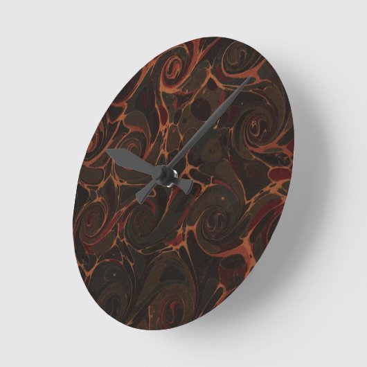 Dark Brown Playful Retro Swirls Ronde Klok (Hoek)