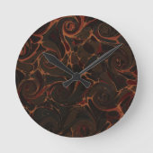 Dark Brown Playful Retro Swirls Ronde Klok (Voorkant)