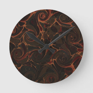 Dark Brown Playful Retro Swirls Ronde Klok