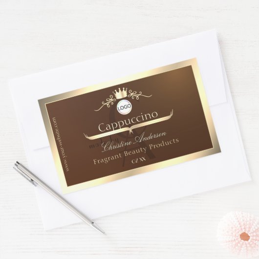 Dark Brown Product Label Gold Frame Logo Monogram (Envelop)