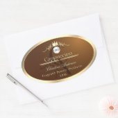 Dark Brown Product Label Gold Frame Logo Monogram (Envelop)