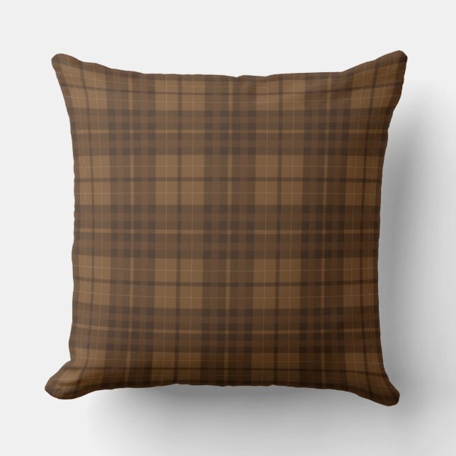 Dark Brown Tartan Pattern Kussen (Voorkant)