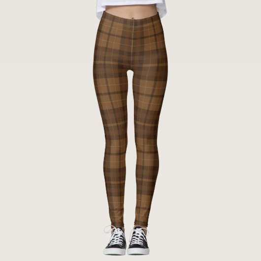 Dark Brown Tartan Pattern Leggings (Voorkant)