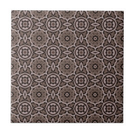 Dark Brown Tribal Carvings Ceramic Tile Tegeltje