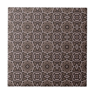 Dark Brown Tribal Carvings Ceramic Tile Tegeltje