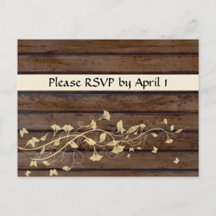 Dark Brown Wood RSVP Uitnodiging Briefkaart