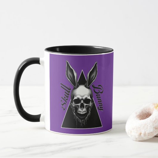 Dark Bunny – Gothic Easter Art - caneca Mok (Met donut)