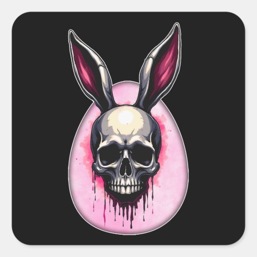 Dark Bunny Skull – Gothic Style - Autocolante Vierkante Sticker (Voorkant)