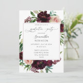 Dark Burgundy & Blush Pink Floral Gradual Party Kaart (Staand voorkant)