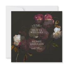 Dark Burgundy Floral Moody Black Elegant Romantic