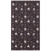 Dark Burgundy Gothic Skull & Rose Stripes Tafelkleed (Voorkant)