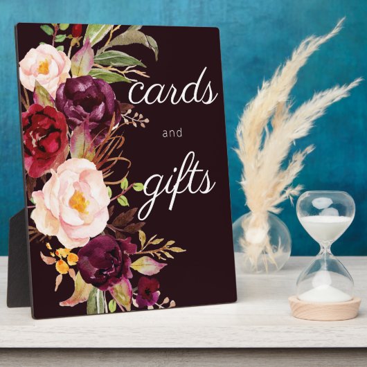 Dark Burgundy Marsala Floral Guestbook Fotoplaat (Zijkant)