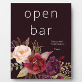 Dark Burgundy Marsala Roze Floral Open Bar Fotoplaat (Voorkant)