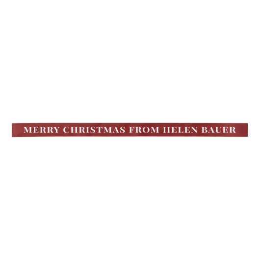Dark Burgundy Red Simple Text Merry Christmas Gift Satijnen Lint (Voorkant)