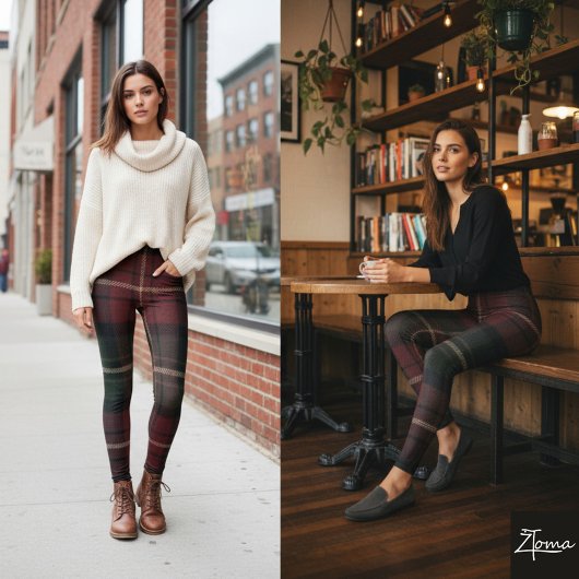Dark Burgundy Tartan Cozy Heritage Plaid Leggings