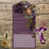 Dark Burgundy Wine Gothic Floral Dinner All In One Uitnodiging