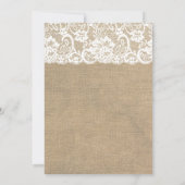Dark Burlap en Lace Rustic Wedding Invitation Kaart (Achterkant)