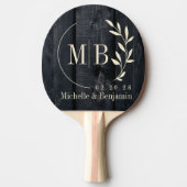 Dark Burnt Wood Leaf Wedding Monogram Tafeltennisbatje (Voorkant)