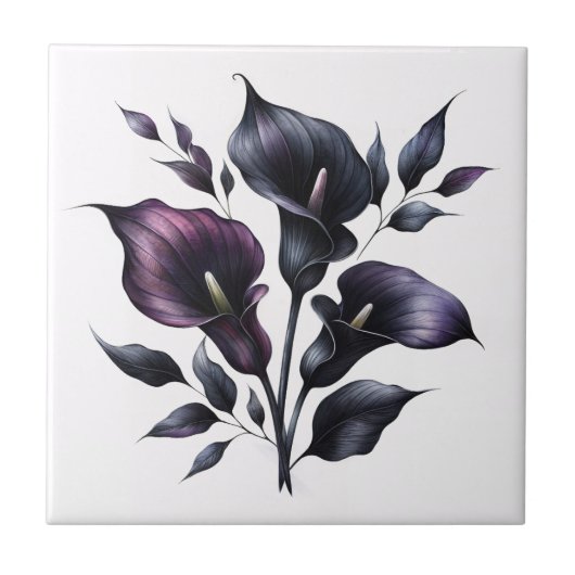 Dark Calla Lilies Gothic Tegeltje (Voorkant)