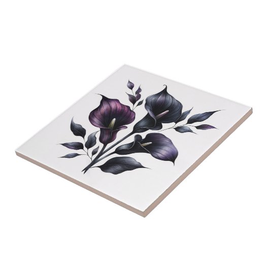 Dark Calla Lilies Gothic Tegeltje (Zijkant)