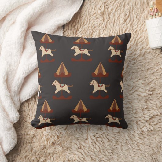Dark Carousel Horse Pattern Throw Pillow Kussen (Deken)
