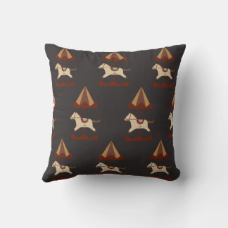 Dark Carousel Horse Pattern Throw Pillow Kussen