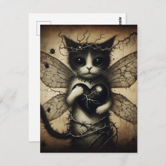 Dark Cat Fairy Briefkaart (Voorkant / Achterkant)