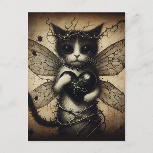 Dark Cat Fairy Briefkaart (Voorkant)