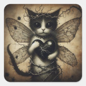 Dark Cat Fairy Vierkante Sticker (Voorkant)