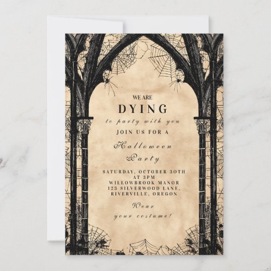 Dark Cathedral Webs Halloween Kaart (Voorkant)