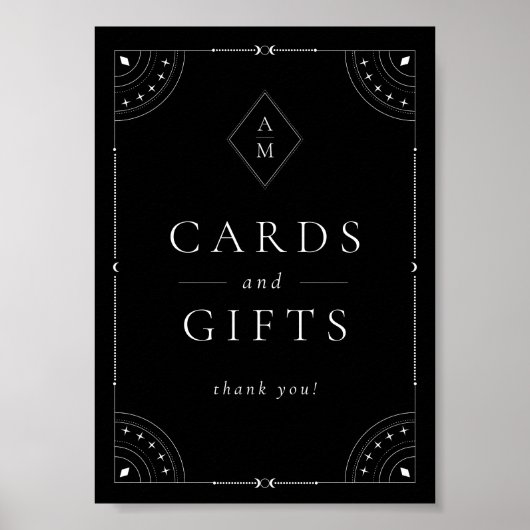 Dark Celestial Moon & Stars Kaarten & Cadeaus Poster (Voorkant)