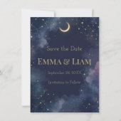 Dark Celestial Save the Date | Crescent Moon (Voorkant)