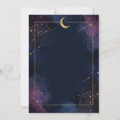 Dark Celestial Wedding Invitation | Purple & Navy Kaart (Achterkant)