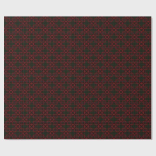 Dark Charcoal and Deep Maroon Geometric Plaid Cadeaupapier (Vlak)