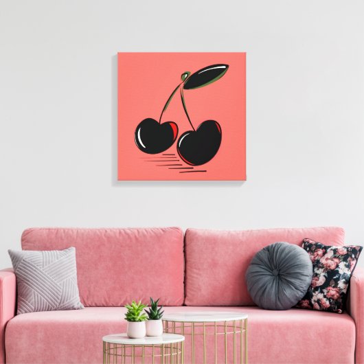 Dark Cherries – Minimal Graphic Art Canvas Afdruk (Insitu (Woonkamer))