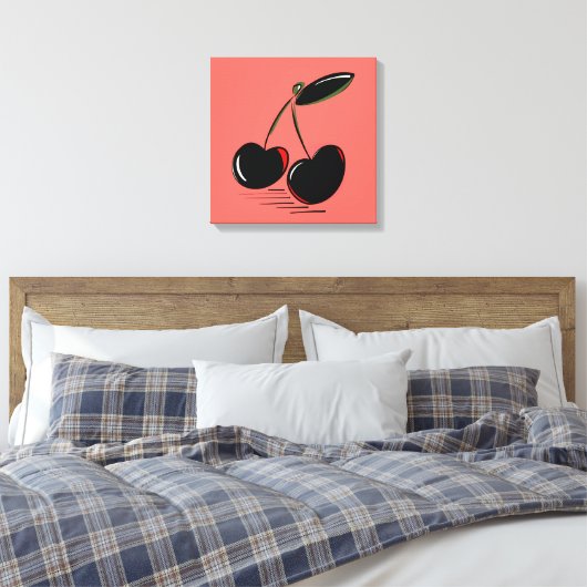 Dark Cherries – Minimal Graphic Art Canvas Afdruk (Insitu (Slaapkamer))