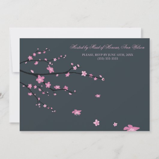 Dark Cherry Blossom Bachelorette Party Kaart (Achterkant)